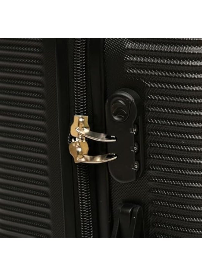 32-Inch Stripe Design Hardshell Trolley Bag, Lightweight Large Travel Suitcase with 360° Spinner Wheels & Secure Lock, Black - Image 2